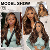 Ombre Blonde Brown Highlight Human Hair 13x4x1 T Part Lace Straight Wigs