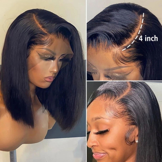 Brazilian Remy Human Hair Wigs Pre Plucked 13x4 Lace Front Bob Wig For Black Women 