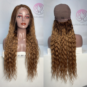 Water Wave Lace Front Wigs Human Hair Highlight Honey Blonde 4/27# Wig