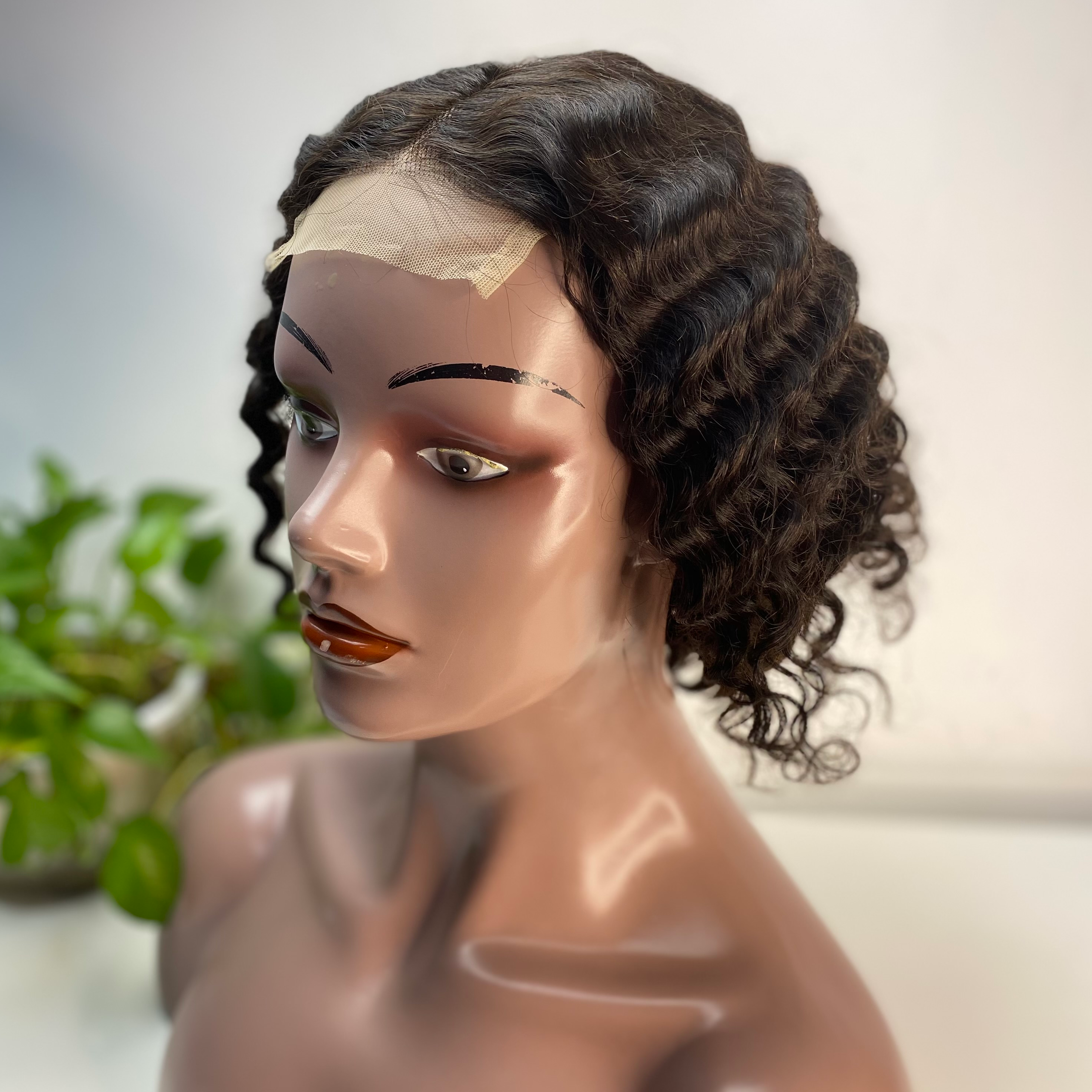 Deep Wave Lace Closure Wig Human Hair Bob Wigs for Black Women