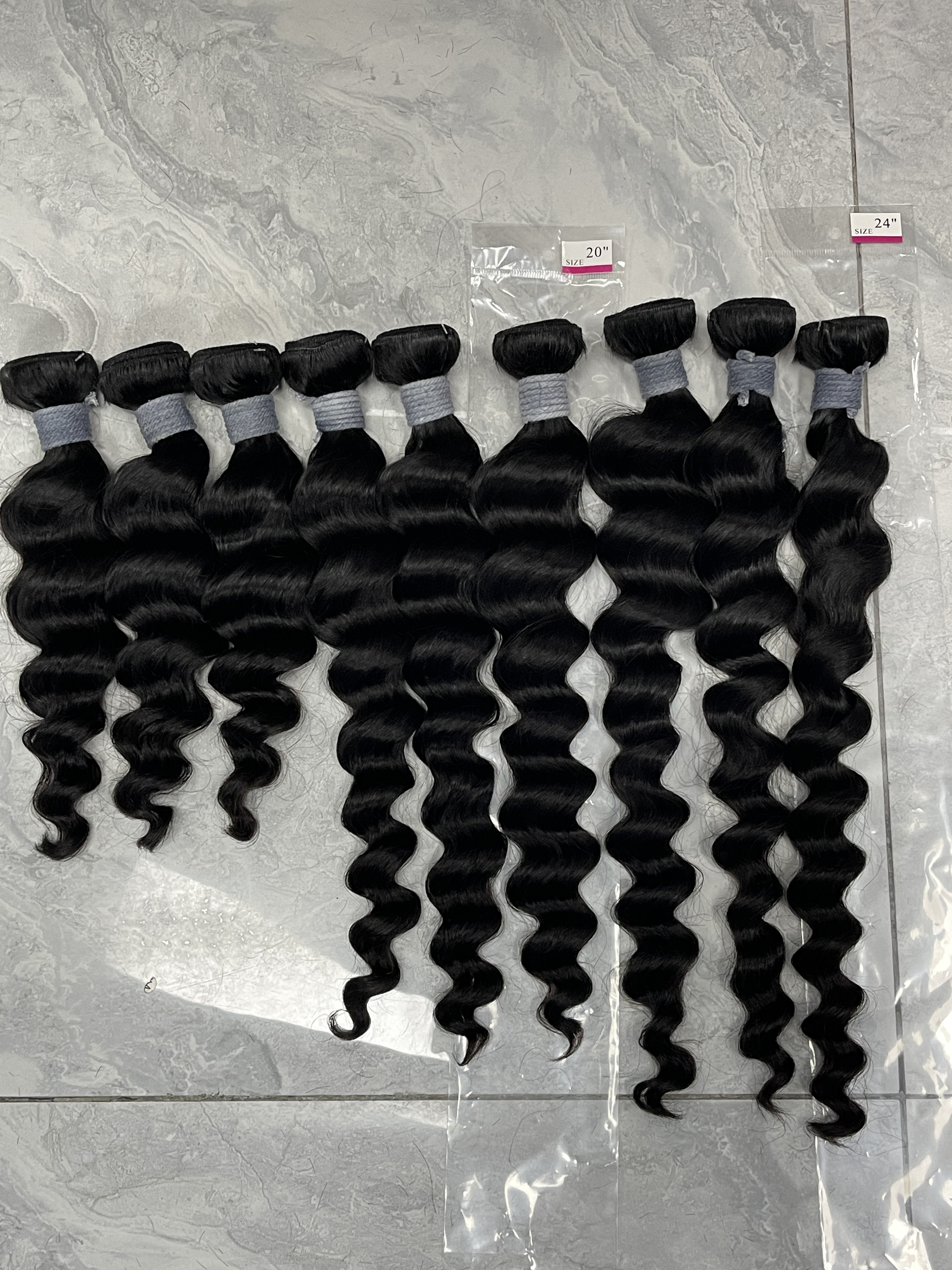 Angelbella Loose Deep Wave Bundles (10''-30'')Long Loose Deep Curly Hair 12A Peruvian Virgin Hair 3 Bundles With Closure