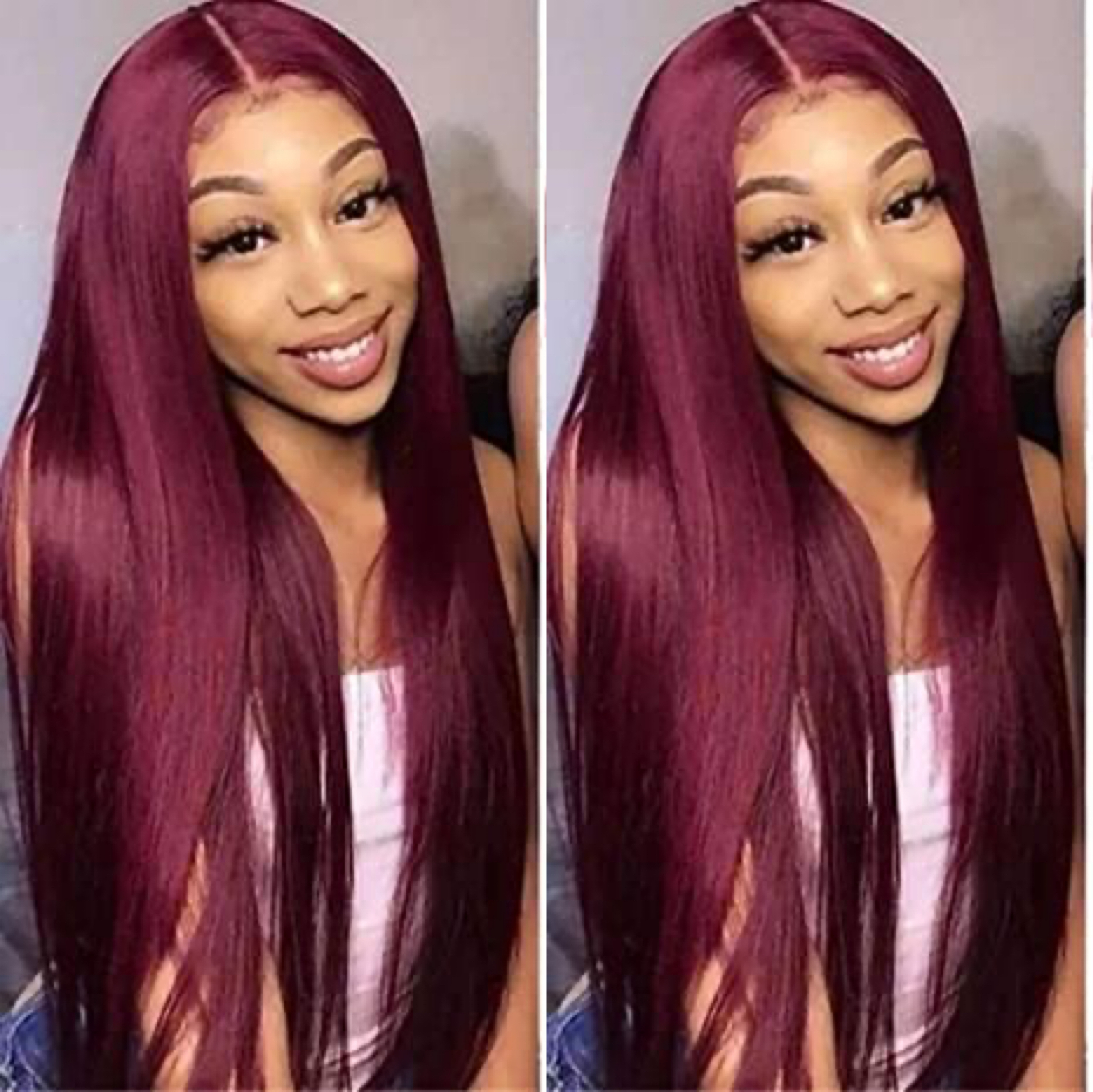 Burgundy Hair Color Lace Front Wig Red Long Straight 99J