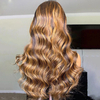 Body Wave Human Hair Wigs with Blonde Highlighted Human Hair Lace Front Wig