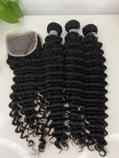 Unprocessed Raw Virgin Hair Deep Wave Bundles With Closure
