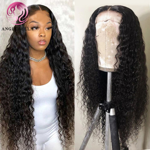 AngelBella DD Diamond Hair Water Wavy Lace Front Human Hair Wig With Baby Hair Natural Black Color HD Lace Front Wigs 