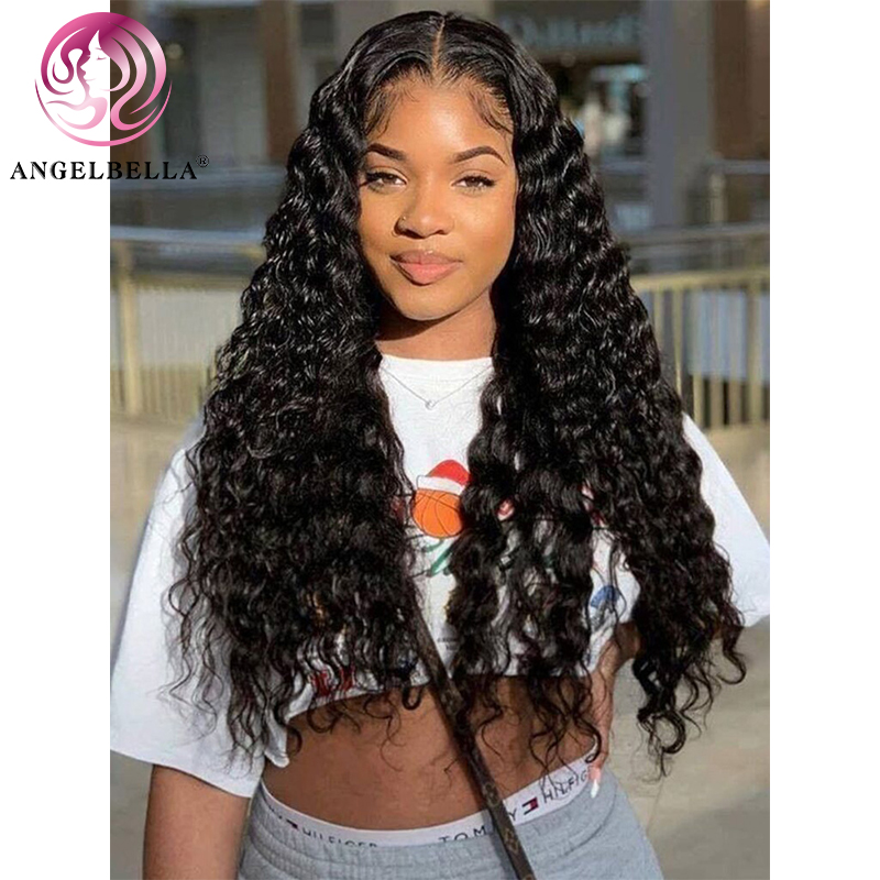 AngelBella DD Diamond Hair 13X4 Deep Wave Frontal Wigs Human Hair HD Lace Frontal Wigs Pre Plucked With Baby Hair
