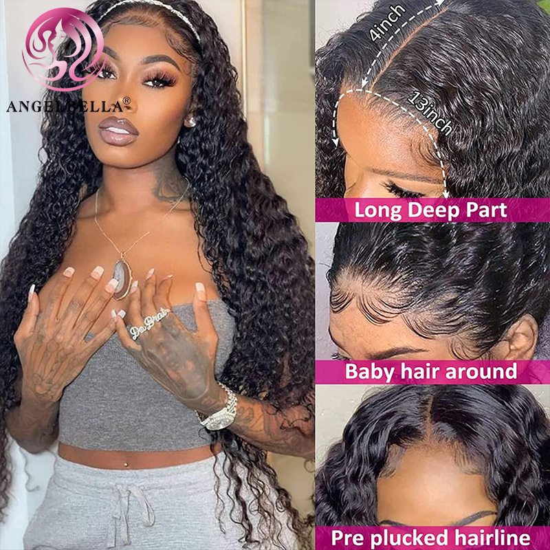  Angelbella Queen Doner Virgin Hair Wholesale13x4 Deep Wave HD Lace Brazilian Human Hair Wig