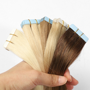 100% Raw Virgin Human Hair Extensions Natural Blonde Tape in Hair Weft Straight Invisible 613 Blonde Soft and Comfortable