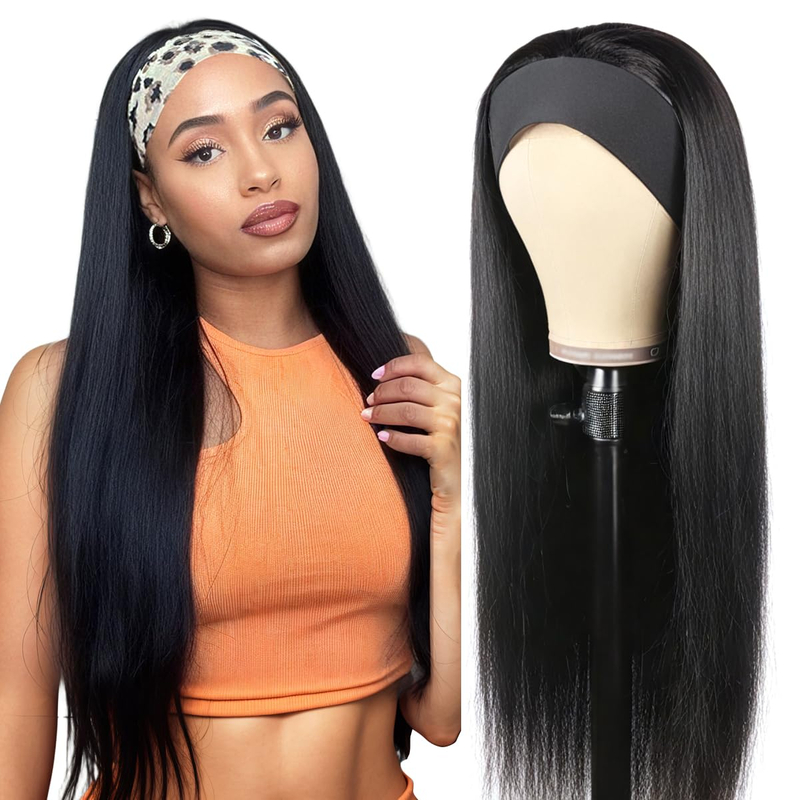 Straight Hair Headband Wig Brazilian Human Hair Headband Wigs For Black Women 