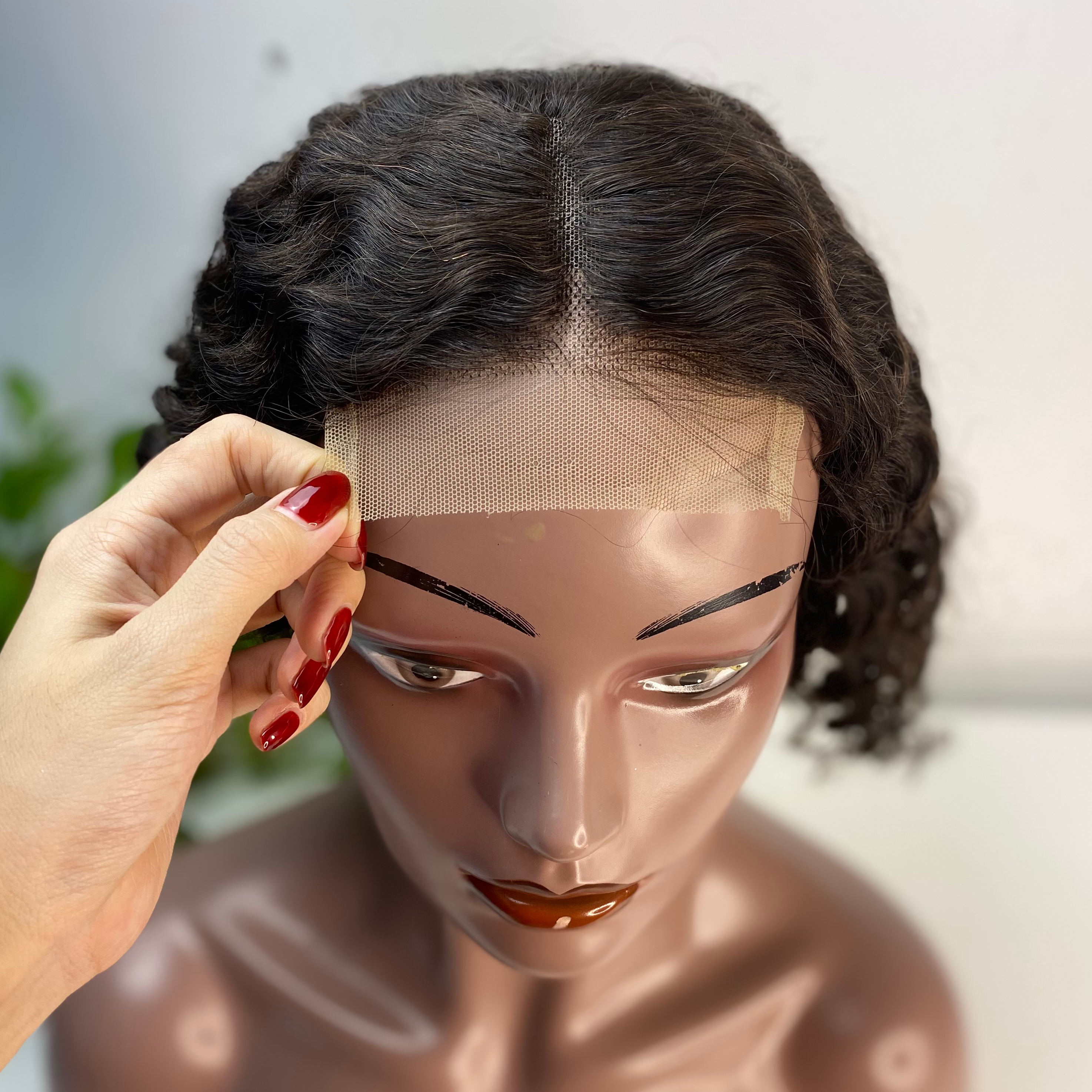 Deep Wave Lace Closure Wig Human Hair Bob Wigs for Black Women