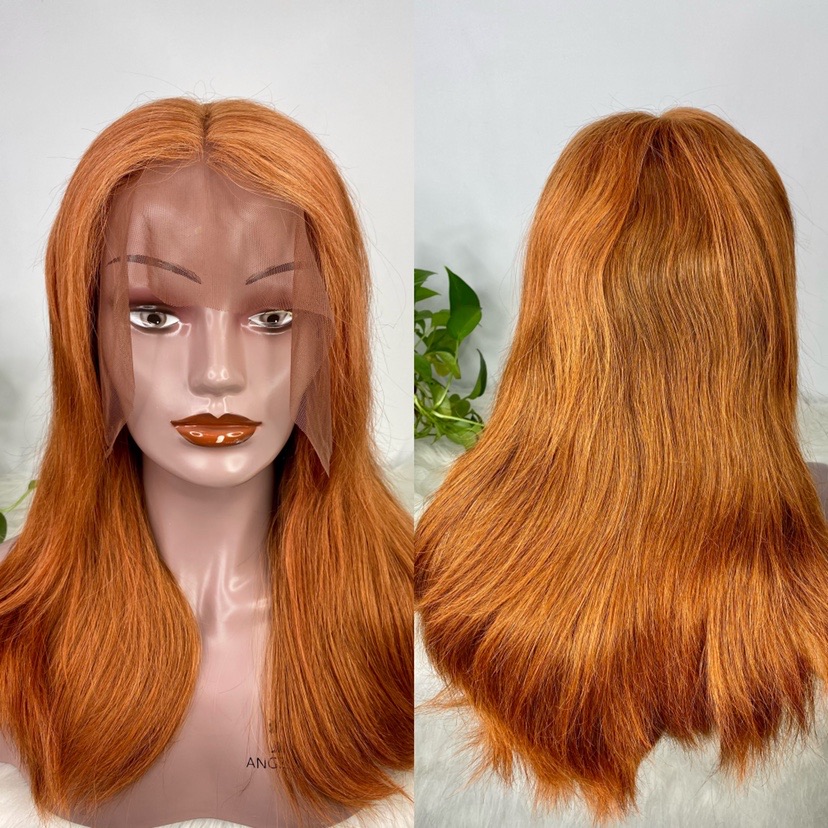 Orange Ginger Color Super Double Drawn Lace Front Wig 13x4