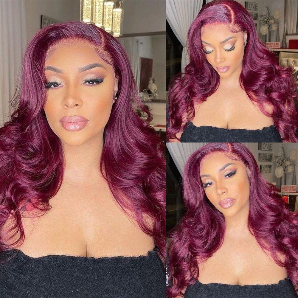 Burgundy 99J Red Color Body Wave Wig Lace Front Wigs