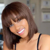 Short Bob Human Hair Wig With Bangs for Women Straight Remy Hair Wigs Dark Brown
