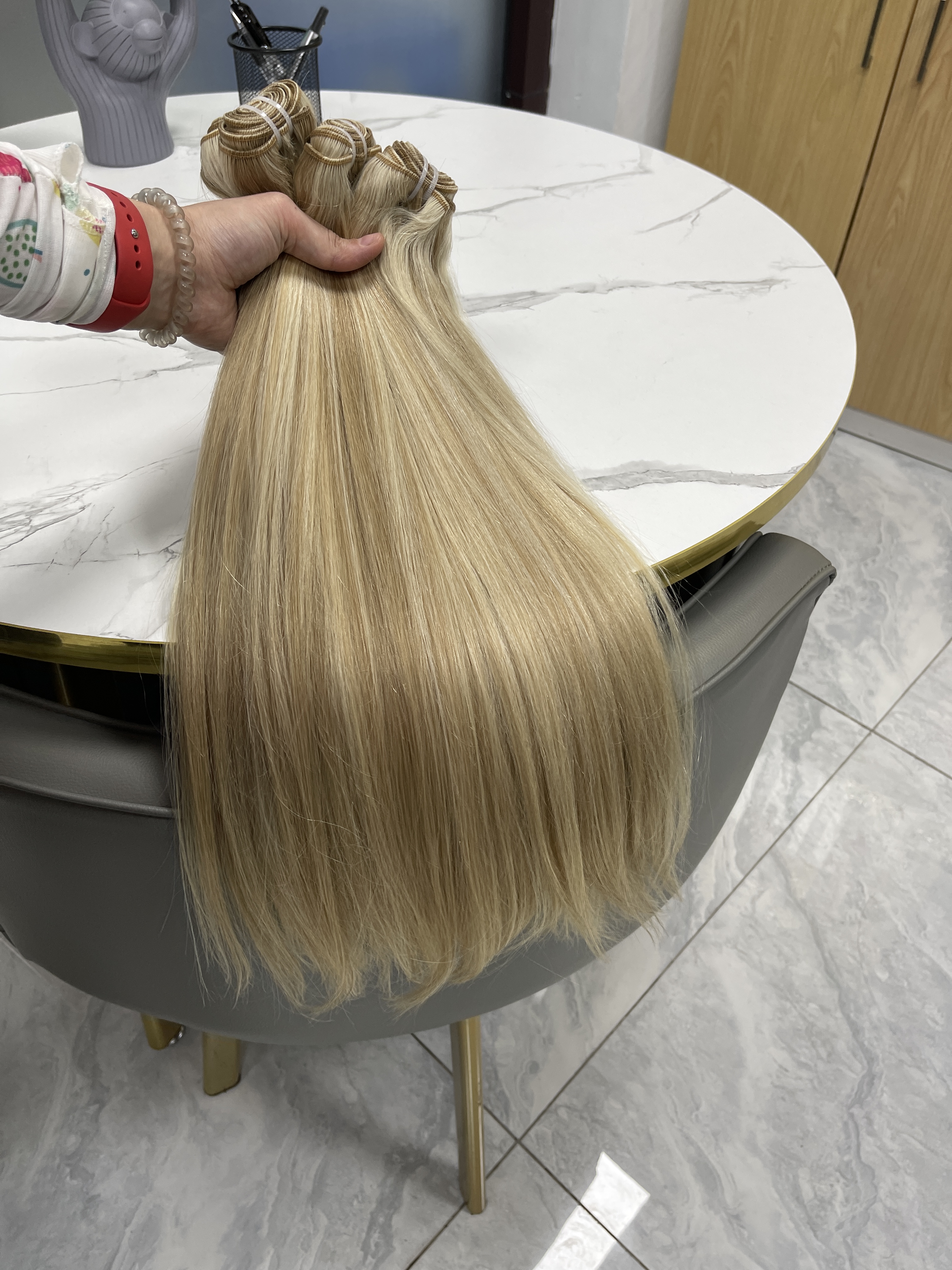 Angelbella 2022 #16/60 Beige Blonde/Blonde Nano Tip Human Hair Bundles Custom Color
