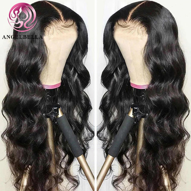 AngelBella DD Diamond Hair 13x4 Lace Frontal Wigs Glueless Transparent Lace Human Hair Wigs Body Wave Lace Front Wig