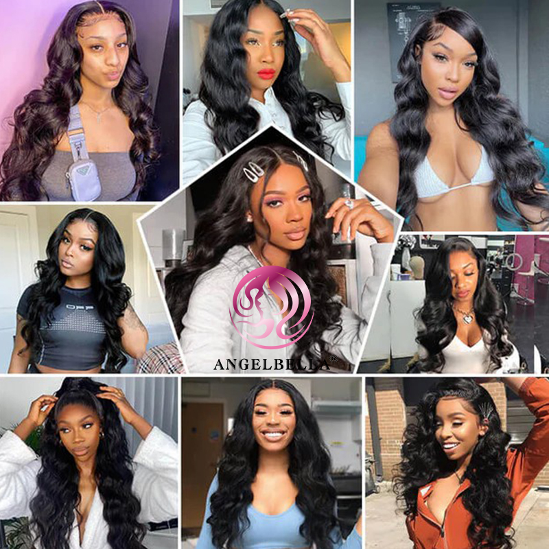Angelbella Queen Doner Virgin Hair 13x4 Body Wave Swiss Transparent Pre Plucked HD Lace Front Wigs 