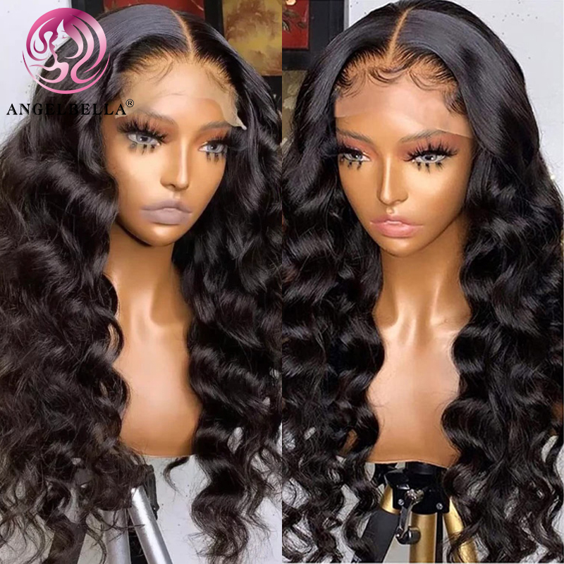 AngelBella Glory Virgin Hair 13x4 Body Wave HD Lace Front Wigs Human Hair 30 Inch Straight Lace Frontal Wigs For Black Woman 