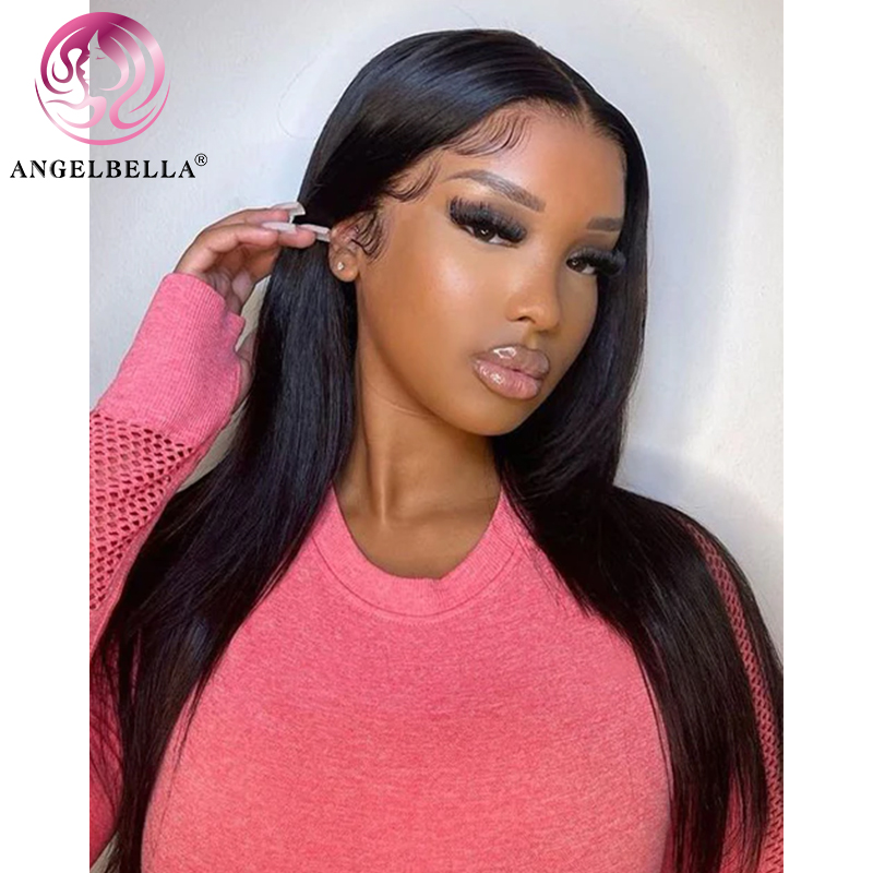 AngelBella Glory Virgin Hair 1B Straight 13X4 HD Frontal Lace Human Hair Wigs 