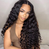 Wholesale Brazilian 30 Inches 13x4 Transparent Human Hair Lace Frontal Wig Glueless Deep Wave Lace Front Wigs for Black Women