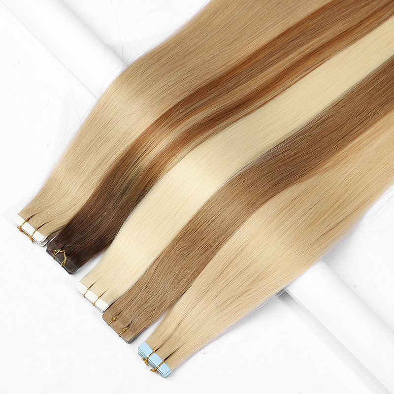 Wholesale Natural Blonde Tape in Hair Extensions 100% Raw Virgin Human Hair Straight Invisible Bone Blonde Light Color