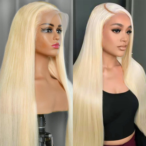 Angelbella 13x4 180% Density 613 Honey Blonde Color Glueless Lace Front Wig Straight Long Human Hair Wig for Women