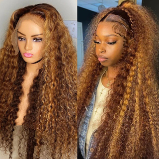 30 Inch Brazilian Transparent Wigs Lace Frontal Wig 13x4 180% Density Human Hair Colored Ginger Water Wave Wigs for Women