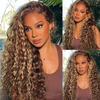 Wholesale 30 Inch 13x4 180% Density Human Hair Glueless Highlight Water Wave Transparent Lace Front Wigs for Black Women