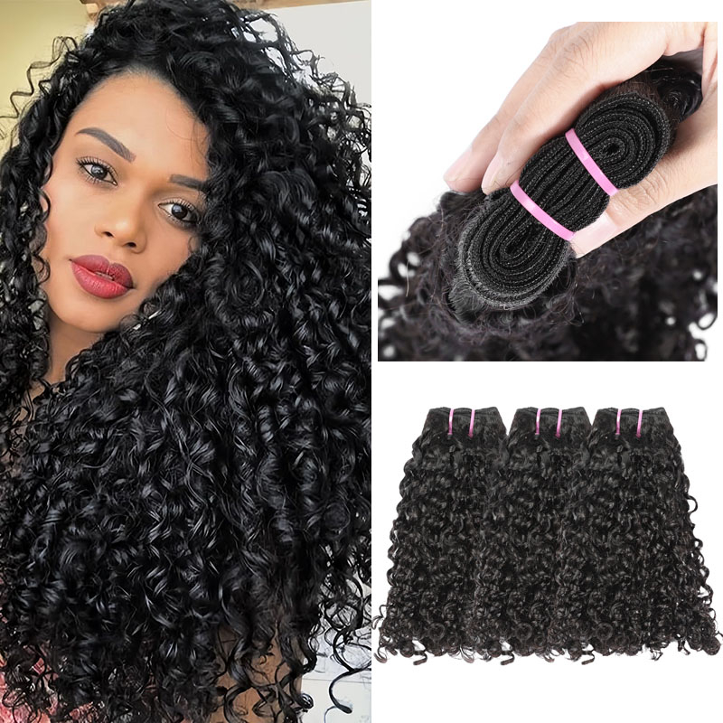Wholesale Pixie Curly Bundles Human Hair Water Wave Human Hair Bundles 8-40 Inch Kinkycurly Bundles Water Wave with Spiral Curly End 100% Raw Virgin Hair Extensions