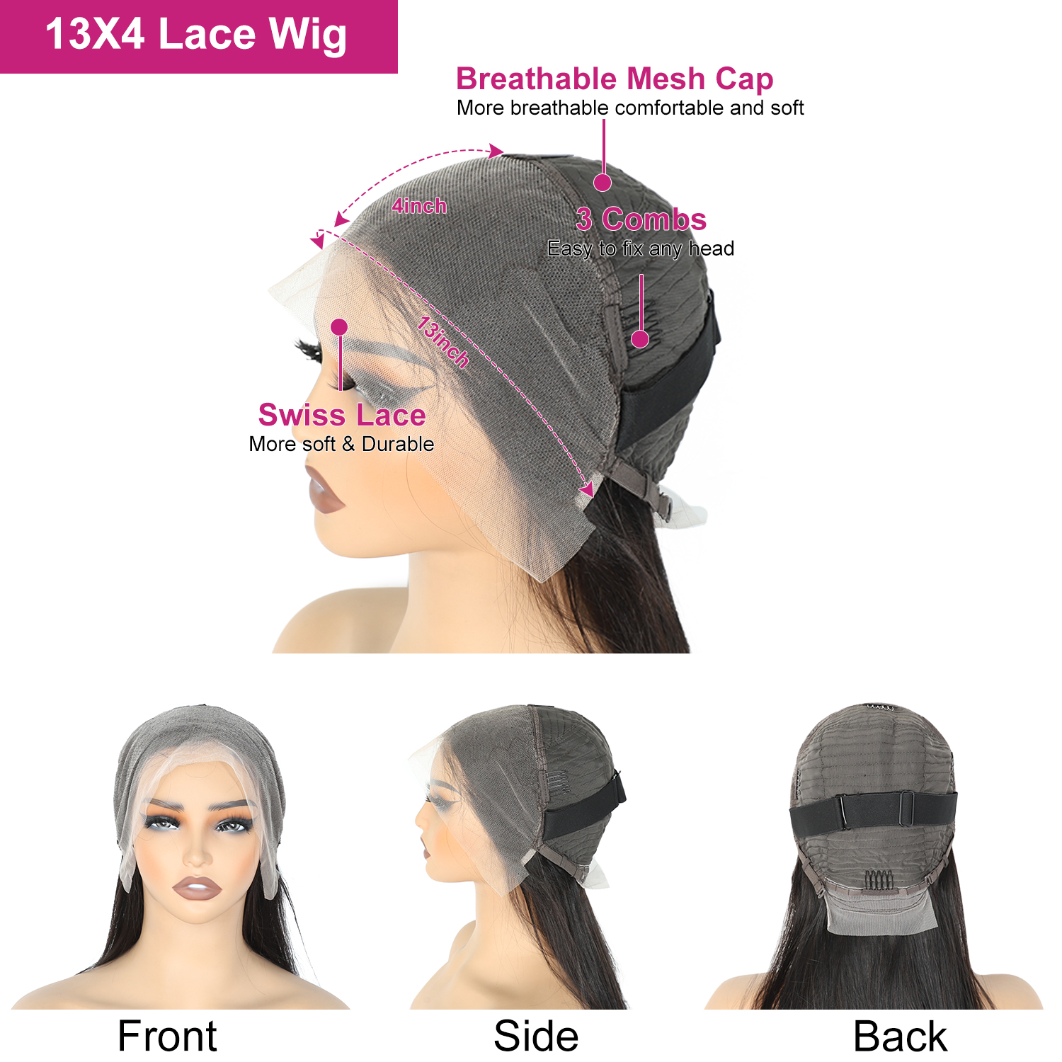 Wholesale 180% Density Raw Hair Glueless Human Hair Wigs Body Wave 13x4 Transparent Lace Front Wigs for Black Women