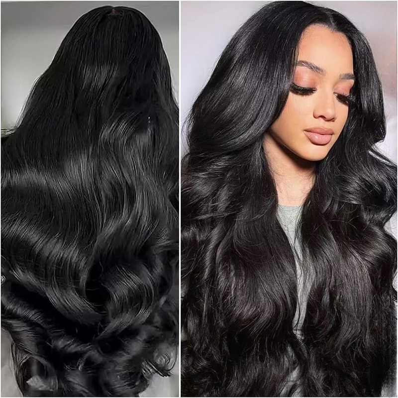 AngelBella 30 Inch Wholesale Transparent Glueless Front Body Wave Wigs 4x4 Human Hair Lace Closure Wig for Women