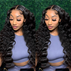 AngelBella 200% Density Hair Natural Color 4x4 Ocean Wave Wig Human Hair Glueless Lace Closure Human Hair Wigs for Women