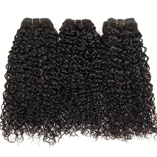  Super Double Drawn Virgin Cuticle Aligned Brazilian Hair Bundles Funmi Pixie Curly Natural Black Color