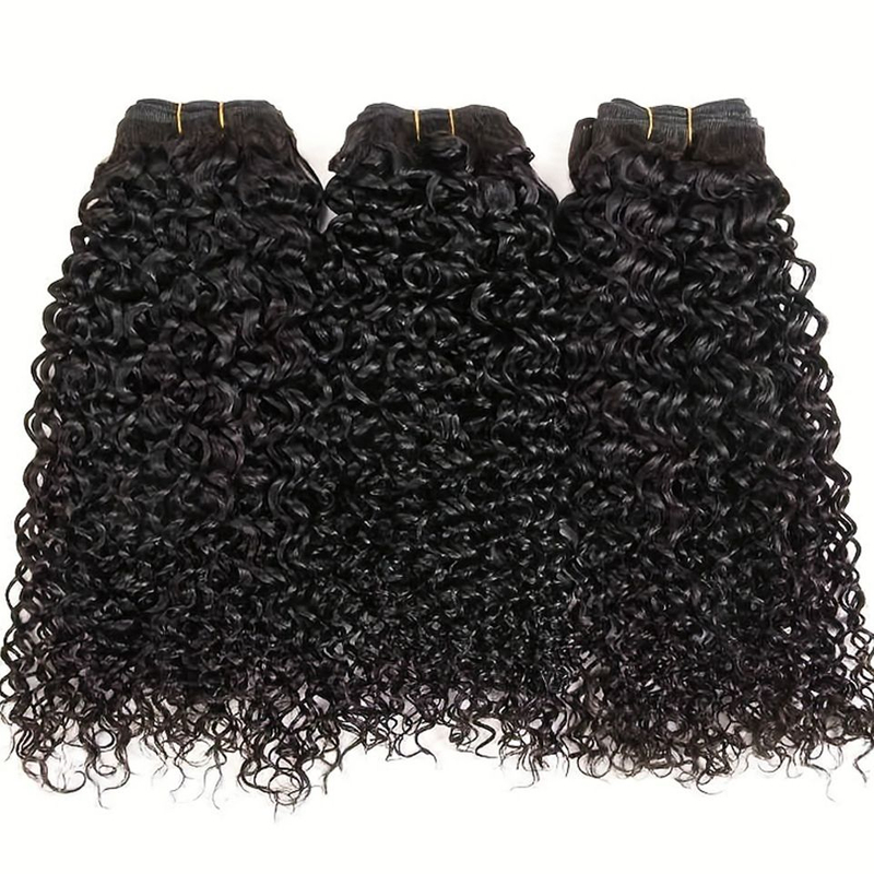  Super Double Drawn Virgin Cuticle Aligned Brazilian Hair Bundles Funmi Pixie Curly Natural Black Color