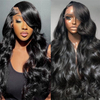 AngelBella 30 Inch 220% Density 13x6 Glueless HD Lace Front Wigs Body Wave Virgin Remy Indian Hair Wigs for Black Women