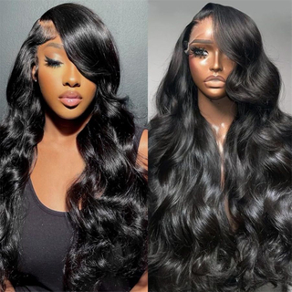 AngelBella 30 Inch 220% Density 13x6 Glueless HD Lace Front Wigs Body Wave Virgin Remy Indian Hair Wigs for Black Women