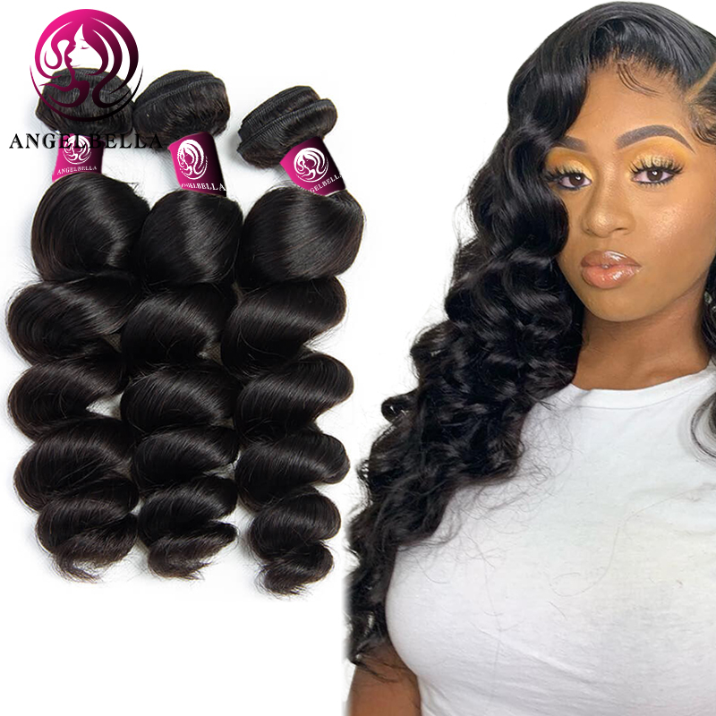 Remy Hair Extensions Natural Black Color Loose Wave Hair Weave Bundle For Black Women 