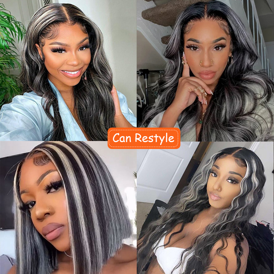 Highlight Frontal Lace Front Wig Human Hair for Black Women
