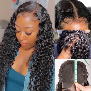 Deep Curly Frontal Wigs Human Hair HD Transparent Lace Curly Frontal Wigs Human Hair Pre Plucked With Baby Hair