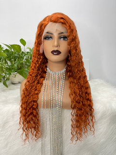 Angelbella T-Part Lace Front Wigs, Orange Ginger Deep Wave Brazilian Human Hair Wigs