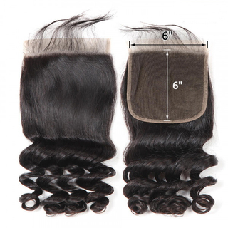 6x6 Closure Human Hair Swiss Lace for Women in 2022 6x6 Loose Wave Closure Only Pre Plucked with Baby Hair