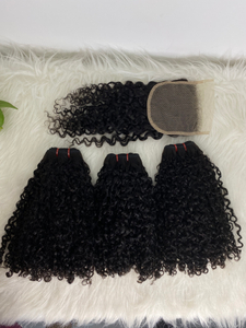 Double Drawn Pixie Curl Funmi Hair Bundles Brazilian Bouncy Curly 100% Virgin