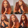 Ginger Orange Color Deep Curly Lace Frontal Wig 13x4 HD Transparent Lace Wigs