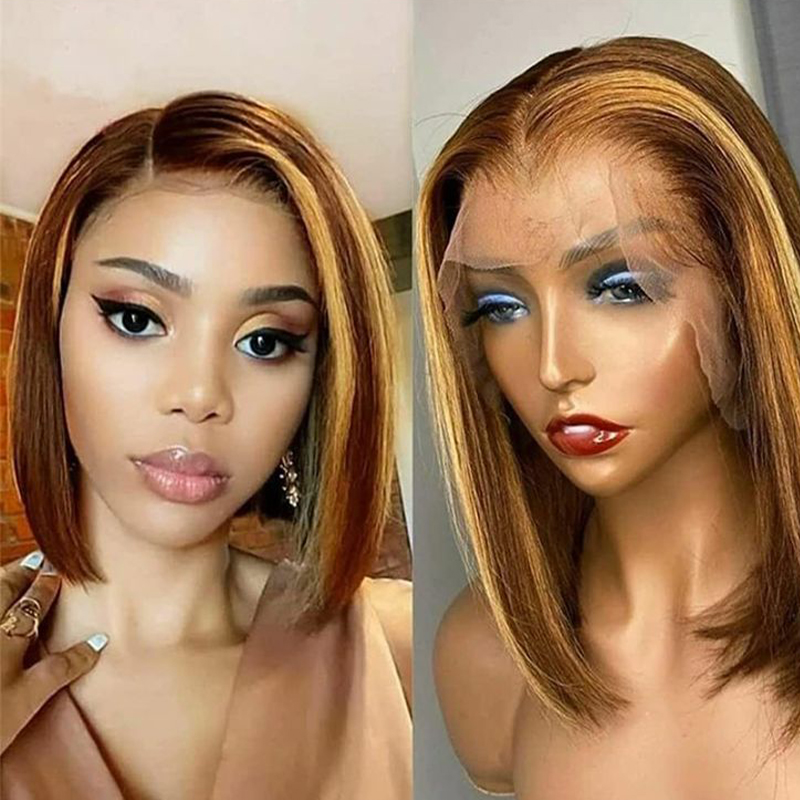 AngelBella DD Diamond Hair 200% Density 13X4 Full Lace Frontal Short Bob Human Hair Wig