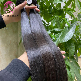 Angelbella Queen Doner Virgin Hair Brazilian Natural Black Straight Human Hair Extensions Weave Bundles 
