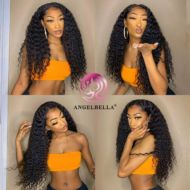 AngelBella DD Diamond Hair 13X4 HD Lace Front Wigs Deep Wave Lace Wig Glueless Human Hair Wigs
