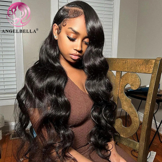  Angelbella Queen Doner Virgin Hair 100% Unprocessed Virgin Human Hair 13x4 Body Wave HD Lace Frontal Wigs for Black Women 