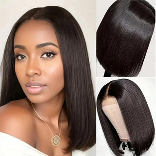 Wholesale High Quality Silky Straight Short Glueless Transparent Bob Wig Human Hair Straight Lace Front Wigs for Black Women