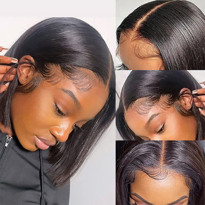 Factory 13x4 Vietnamese Straight Human Hair Transparent Lace Front Wig 180 Density Silky Straight Human Hair Short Bob Wigs