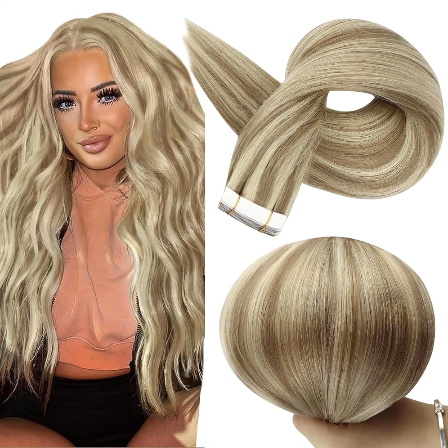 PU Flat Weft Hair Extensions Real Human Hair