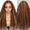 180% Density Piano Highlight Water Wave Human Hair Wigs Glueless Transparent Lace Frontal Wigs Hair Lace Human Hair Wig